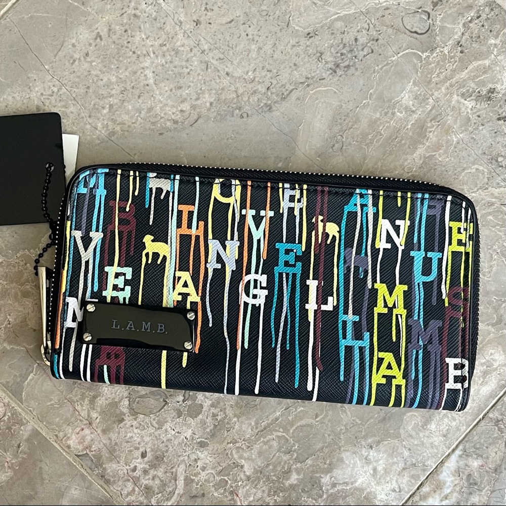 L.A.M.B. Paint Drip Zip Wallet